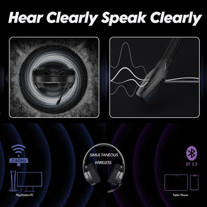 Dual Wireless Gaming Headset with Microphone for PS5, PS4, PC, Mobile, Switch US
