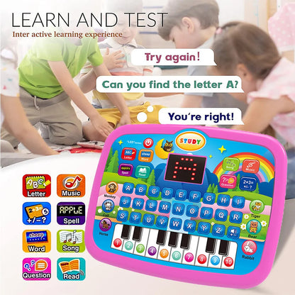 Kids’ Education Tablet Toy, Age 3+ Literacy Learn Doubles as Electronic Keyboard