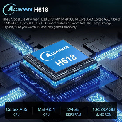 VONTAR H618 Smart TV Box Android 12 Allwinner Quad Core Cortex A53 Support 8K T