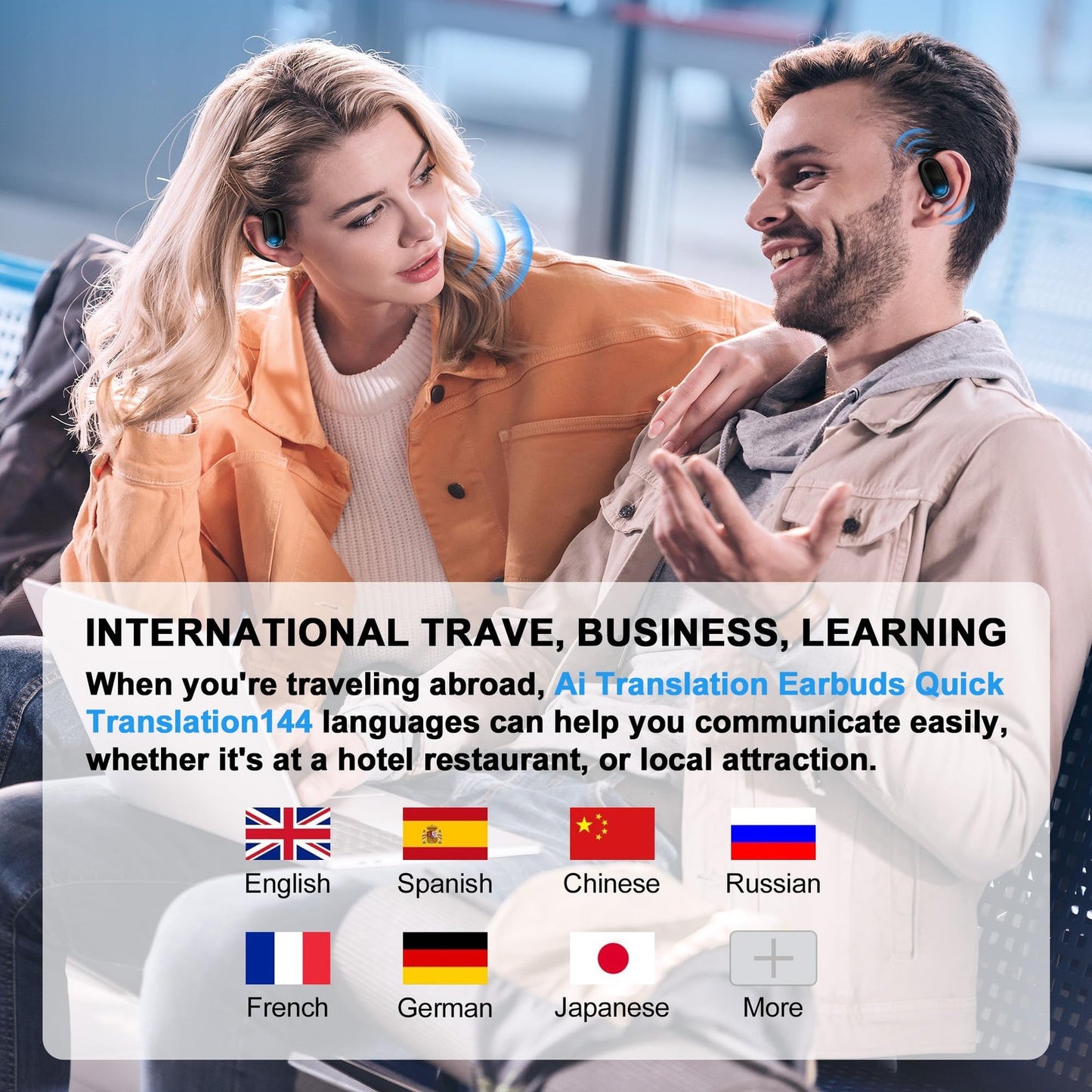 Translation Earbuds Real Time,Ai Language Translation Headphones,Open-Ear Tra...