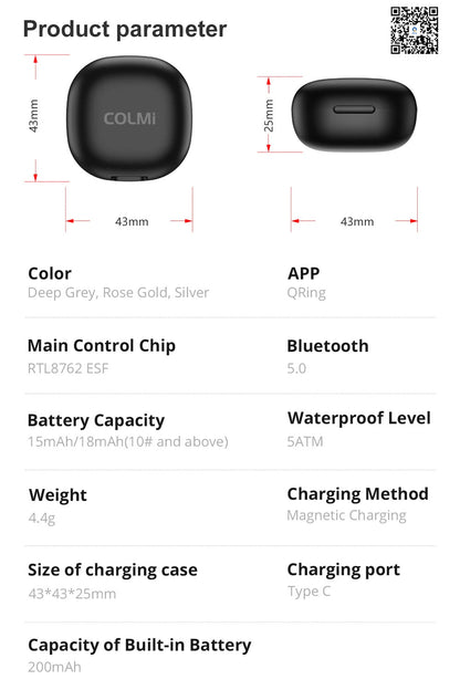 Smart Ring with Charging Case,Health Sleep Monitor, 5ATM Waterproof,Multi-sport