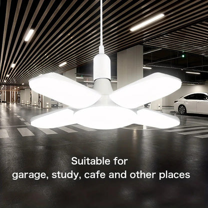 E27 LED Bulb Fan Blade Lamp Foldable For Home Shop Garage Ceiling Fixture Lights