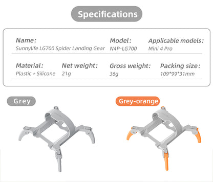 Landing Gear Heightened Spider For DJI Mini 4 Pro Drone Protector Accessories
