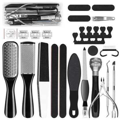 Pedicure Kit Set 23 in 1 Stainless Steel Foot Rasp Peel Callus Dead Skin Remover