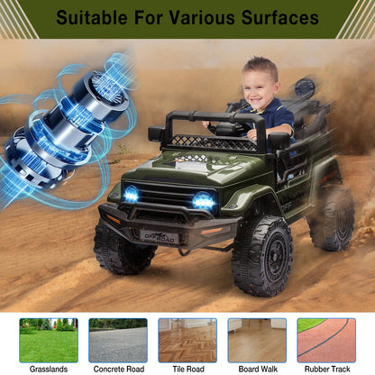 12V Kids Ride on Truck with Remote Control Spring Suspension Bluetooth Connectiv