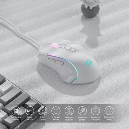 Redragon M612 Predator RGB Gaming Mouse, 8000 DPI Wired Optical, 11