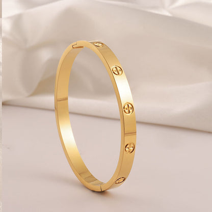 Non fading titanium steel inlaid with rhinestones stainless steel bracelet