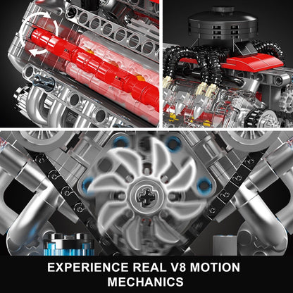 Mould King 10171 V8 Engine Motor Engineering Model Building Block Toy Collection