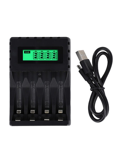 Efficient LCD Charger with 4 Slots Suitable for AAAAA Rechargeable Batteries